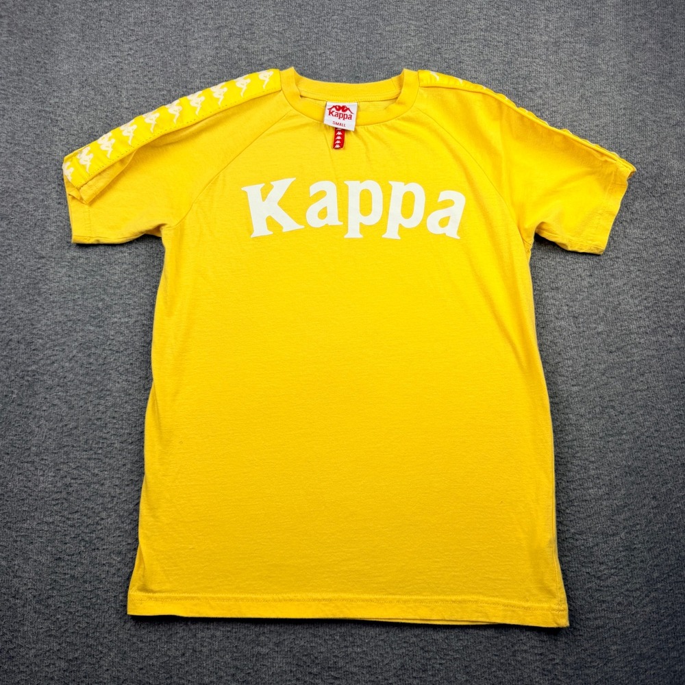 Kappa Men's S Small Yellow Logo T-Shirt Short Sleeve Crew Neck Graphic Tee